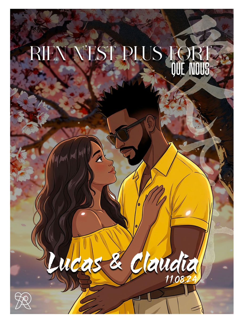 Cadre de Couple – Illustration Manga personnalisé